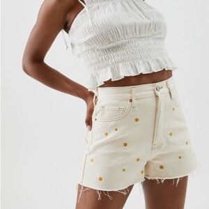 PacSun Daisy Embroidered Ultra
High Waisted Vintage Denim Shorts